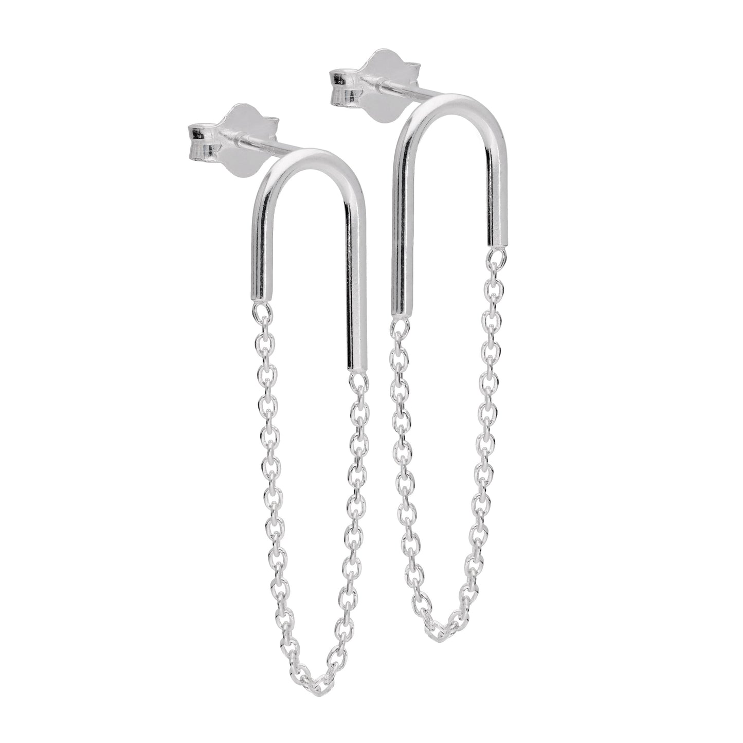 Boucles d'oreilles à tige en argent sterling avec barre incurvée
