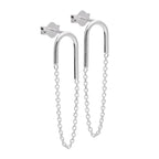 Boucles d'oreilles à tige en argent sterling avec barre incurvée