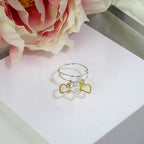 Bague réglable en argent sterling et plaqué or avec triple cœur