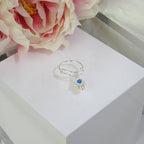 Bague réglable en argent sterling avec perle bleue en forme de main de Fatima