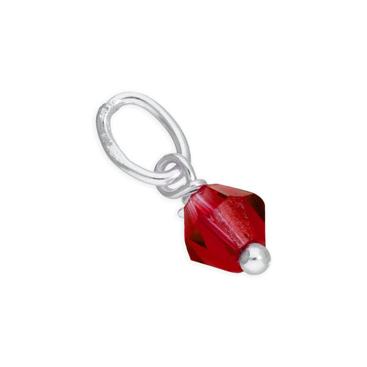 Breloque en argent sterling avec perle en cristal rouge