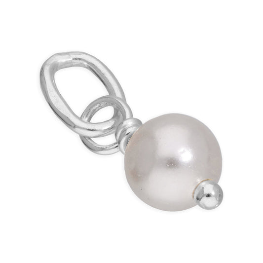 Breloque en argent sterling avec perle synthétique ronde crème