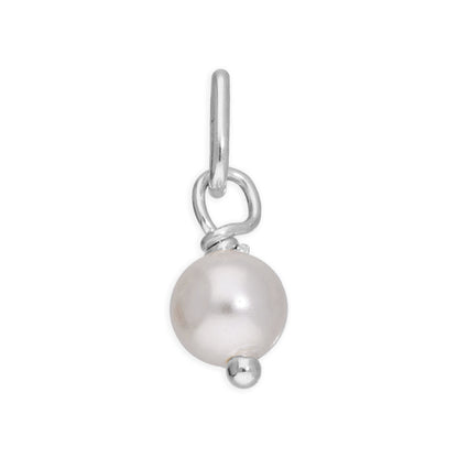 Breloque en argent sterling avec perle synthétique ronde crème