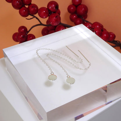 Boucles d'oreilles à disque rond plat en argent sterling