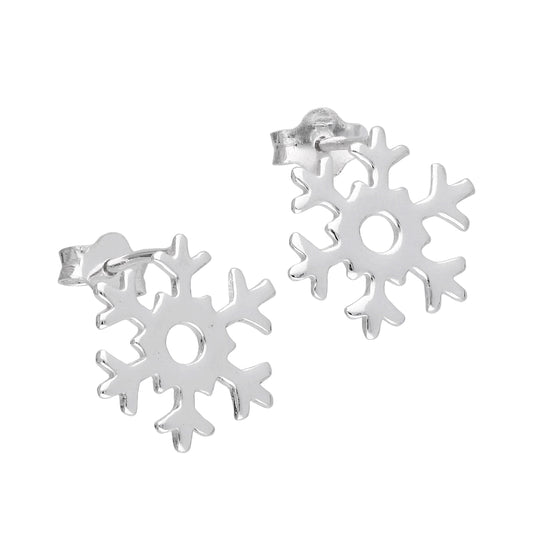 Boucles d'oreilles à tige en argent sterling en forme de flocon de neige