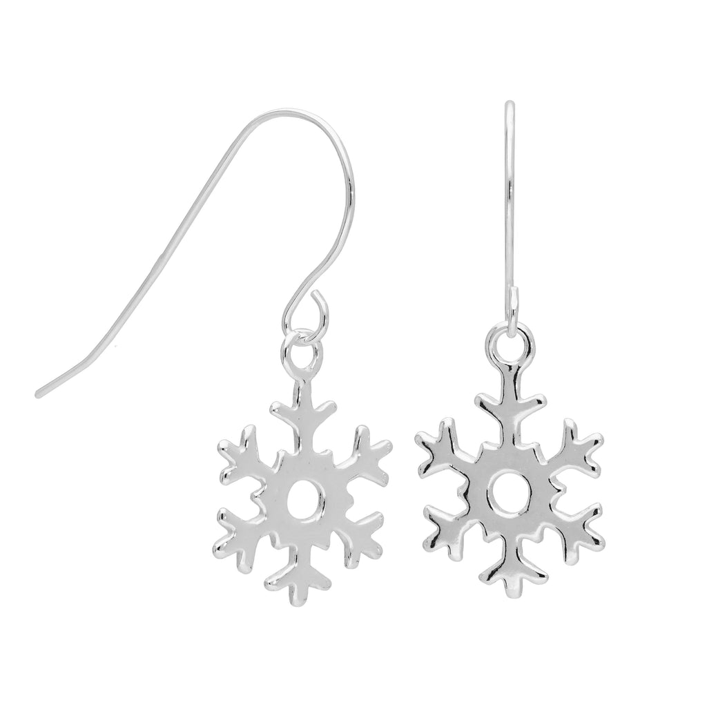 Boucles d'oreilles pendantes en argent sterling en forme de flocon de neige