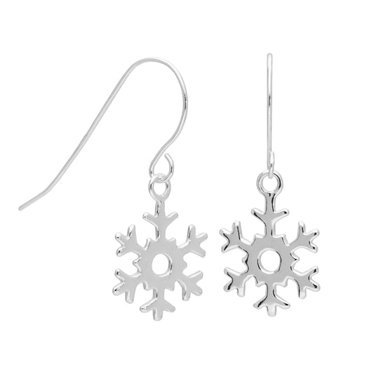 Boucles d'oreilles pendantes en argent sterling en forme de flocon de neige