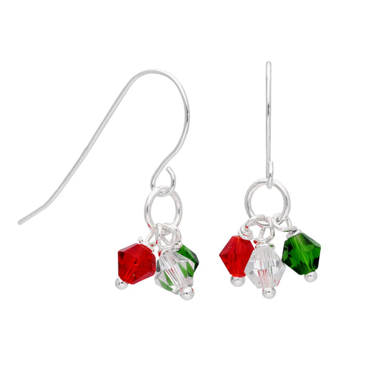 Boucles d'oreilles pendantes festives en argent sterling avec plusieurs zircones cubiques