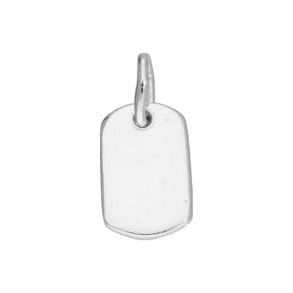 Petite breloque rectangulaire en argent sterling à graver en forme de plaque d'identité militaire