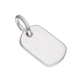 Petite breloque rectangulaire en argent sterling à graver en forme de plaque d'identité militaire