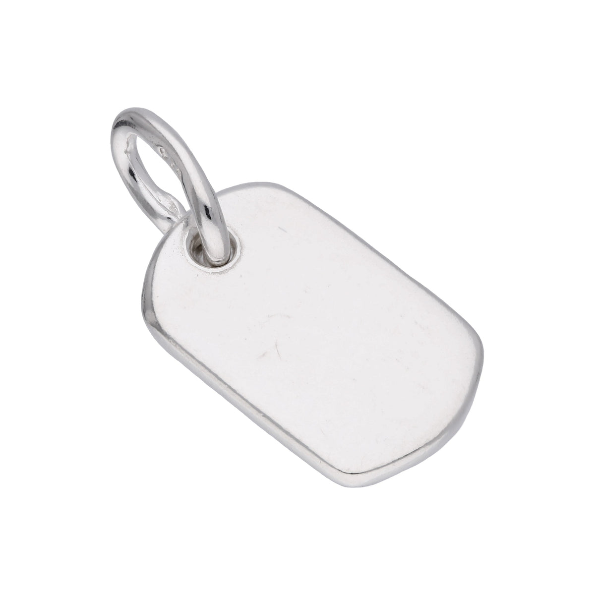 Petite breloque rectangulaire en argent sterling à graver en forme de plaque d'identité militaire