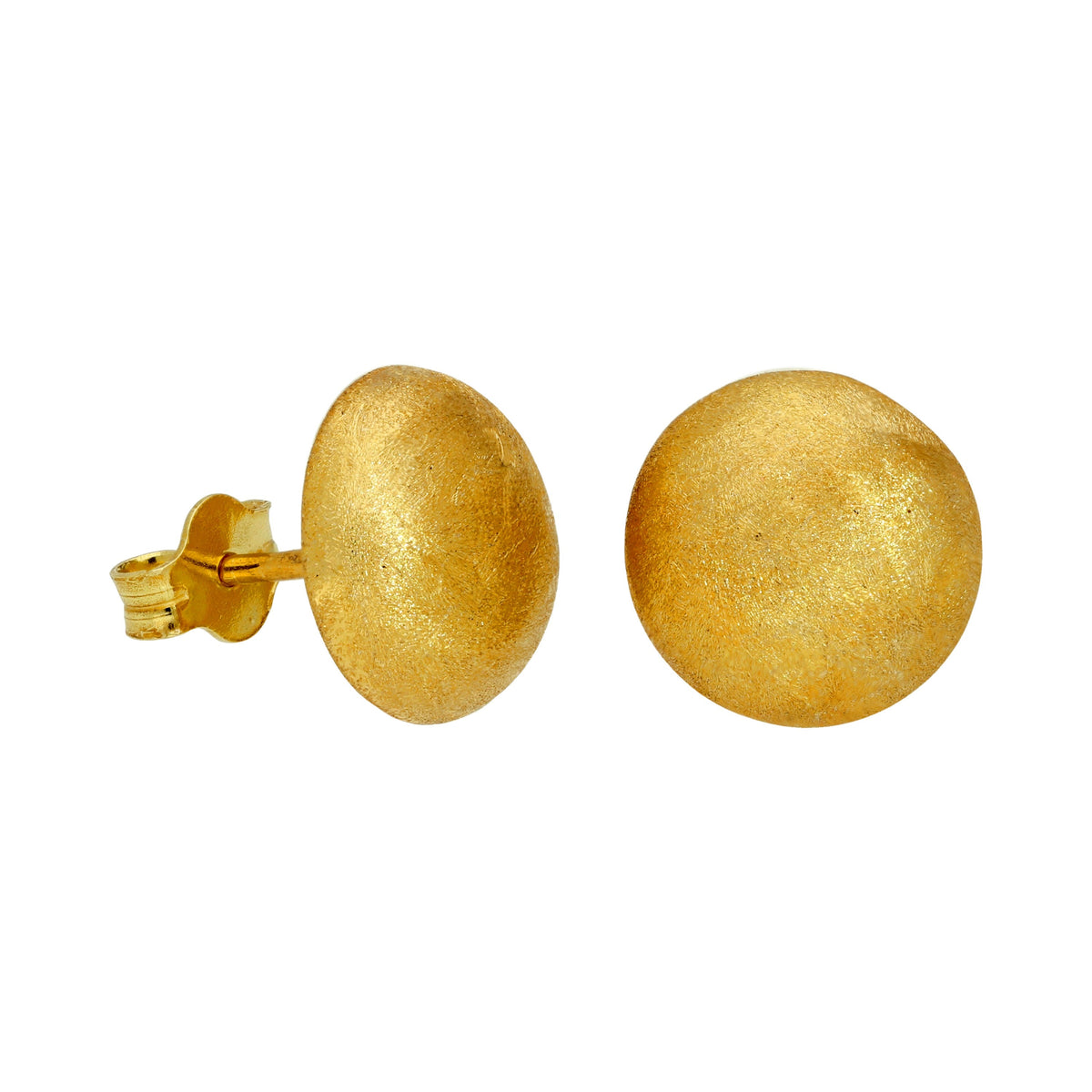 Boucles d'oreilles à tige en argent sterling plaqué or mat demi-boule