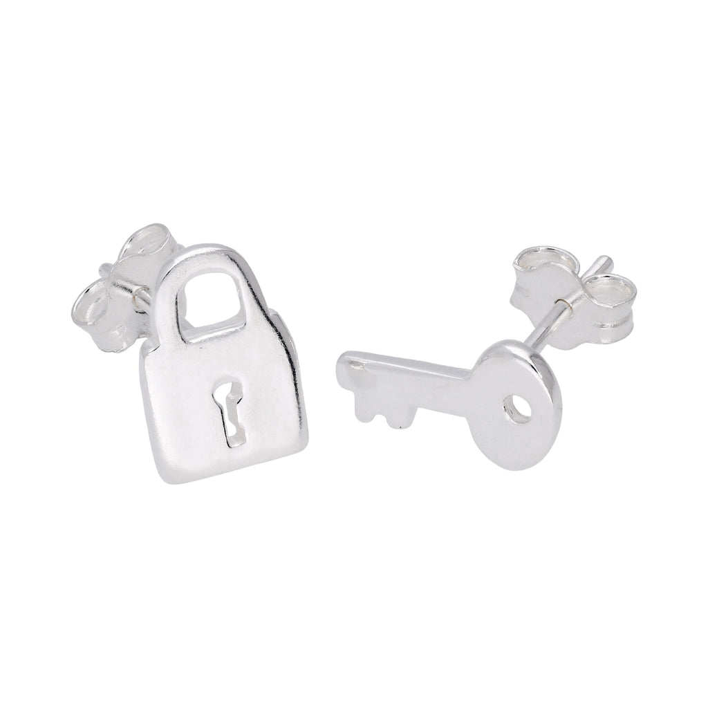 Boucles d'oreilles à tige en argent sterling avec cadenas à clé