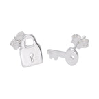 Boucles d'oreilles à tige en argent sterling avec cadenas à clé