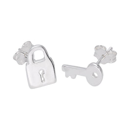 Boucles d'oreilles à tige en argent sterling avec cadenas à clé