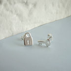 Boucles d'oreilles à tige en argent sterling avec cadenas à clé