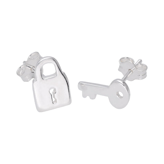 Boucles d'oreilles à tige en argent sterling avec cadenas à clé
