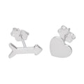Boucles d'oreilles à tige en argent sterling avec cœur et flèche