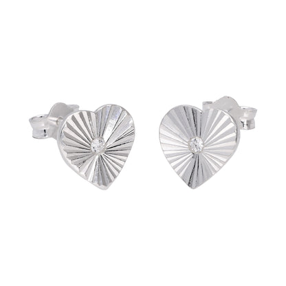Boucles d'oreilles à tige en argent sterling avec cœur plat en forme d'étoile et zircone cubique transparent taille diamant