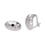 Boucles d'oreilles créoles ovales à levier en argent sterling martelé et à facettes