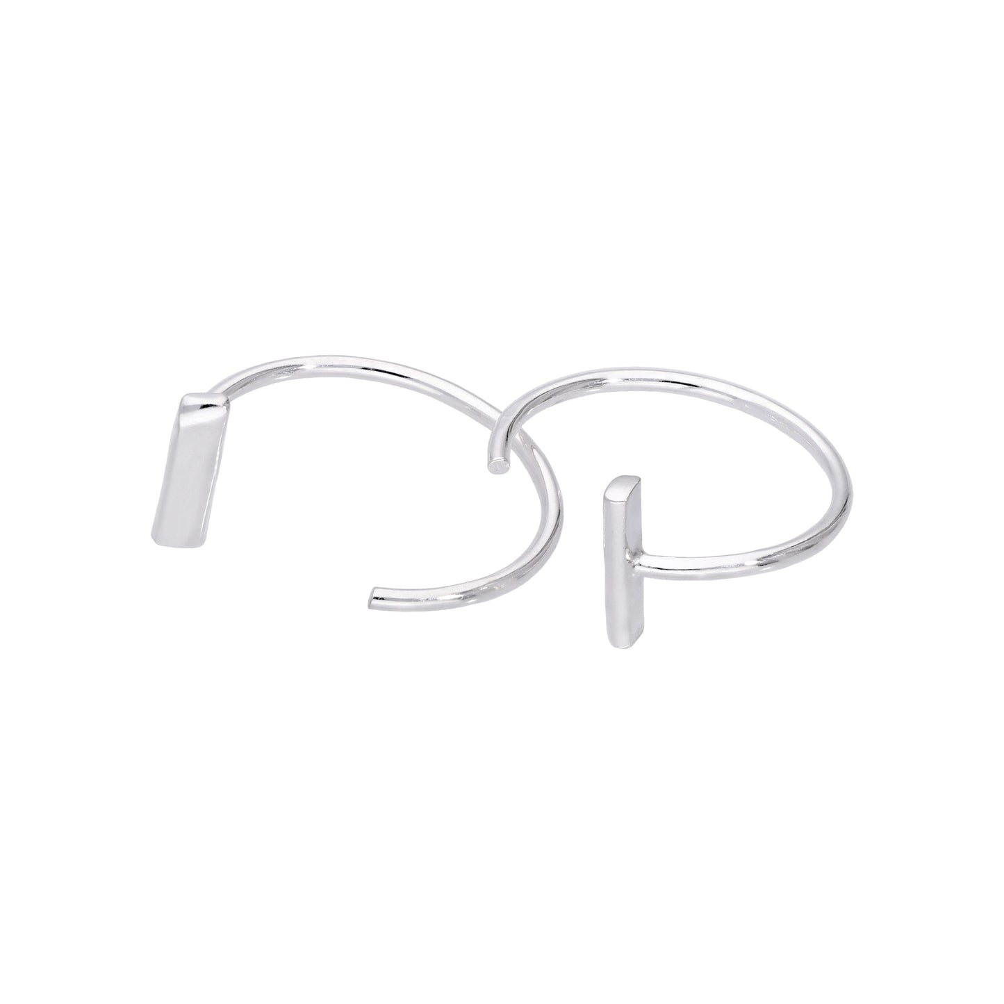 Boucles d'oreilles créoles ouvertes minimalistes en argent sterling avec barre rectangulaire plate