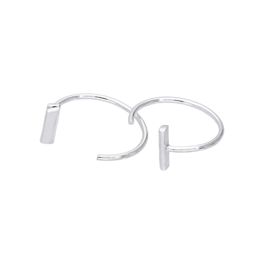 Boucles d'oreilles créoles ouvertes minimalistes en argent sterling avec barre rectangulaire plate