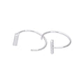 Boucles d'oreilles créoles ouvertes minimalistes en argent sterling avec barre rectangulaire plate