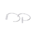 Boucles d'oreilles créoles ouvertes minimalistes en argent sterling avec barre rectangulaire plate
