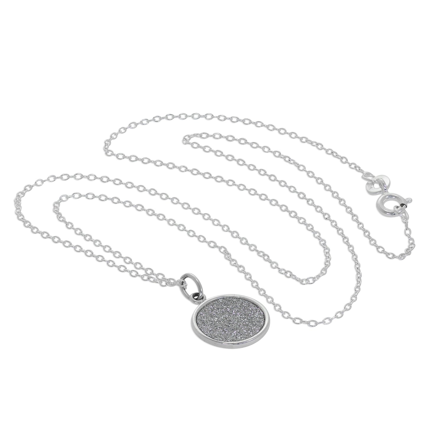 Collier avec pendentif en forme de disque rond givré en argent sterling