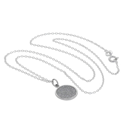 Collier avec pendentif en forme de disque rond givré en argent sterling