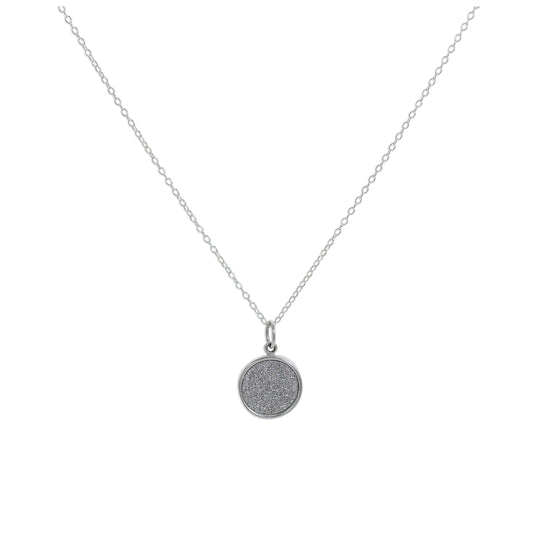 Collier avec pendentif en forme de disque rond givré en argent sterling