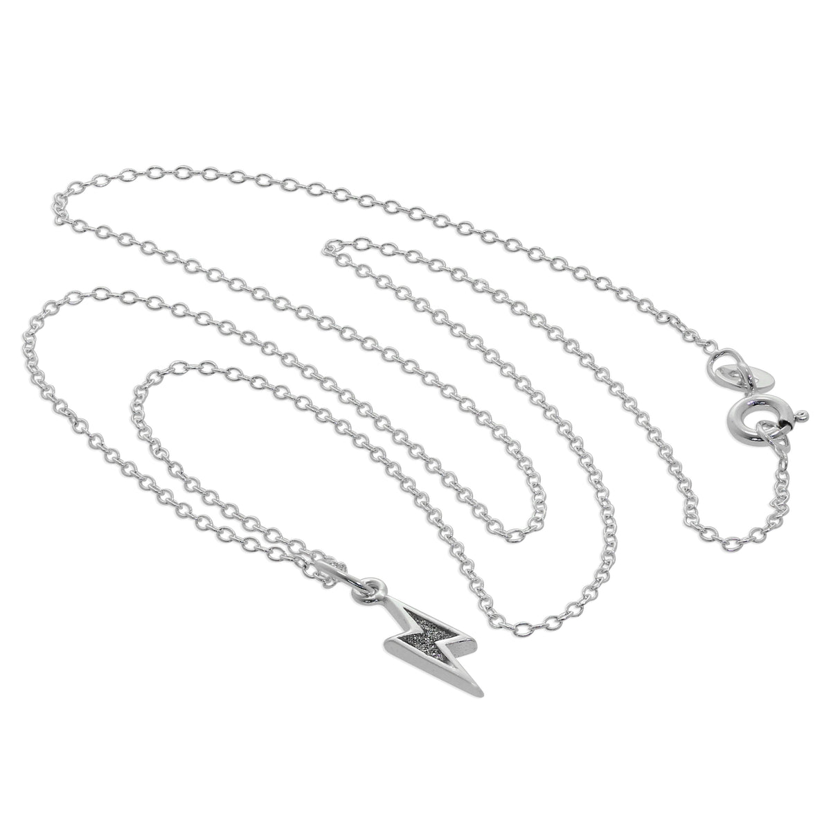Collier pendentif éclair givré en argent sterling