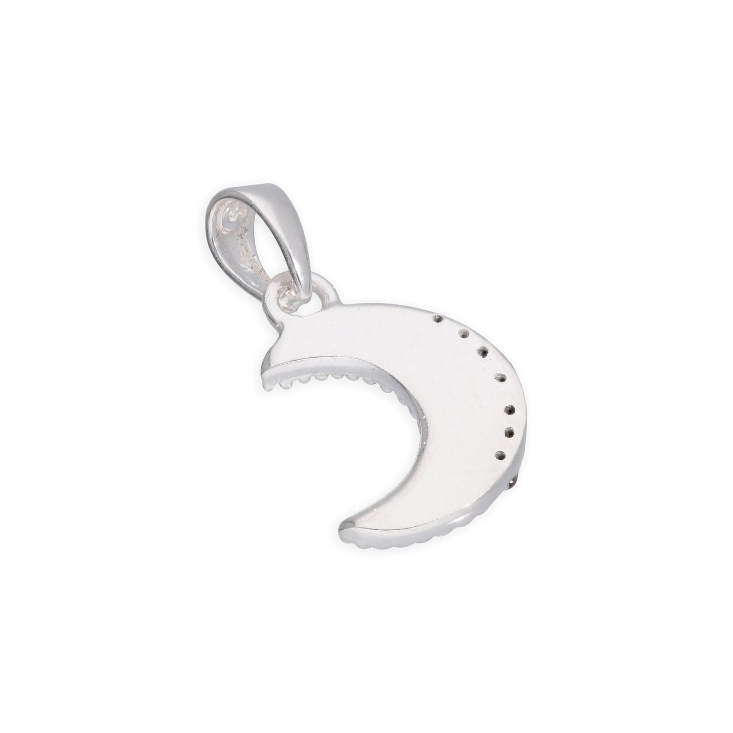 Pendentif en argent sterling avec lune givrée et zircone cubique transparent