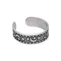 Bague d'orteil en argent sterling oxydé avec lune et étoile