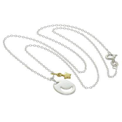 Collier avec pendentif en forme de disque de lune en argent sterling plaqué or et breloque étoile