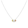Collier pendentif triple croix en argent sterling plaqué or mixte