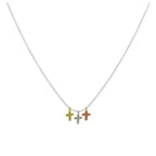 Collier pendentif triple croix en argent sterling plaqué or mixte