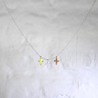 Collier pendentif triple croix en argent sterling plaqué or mixte