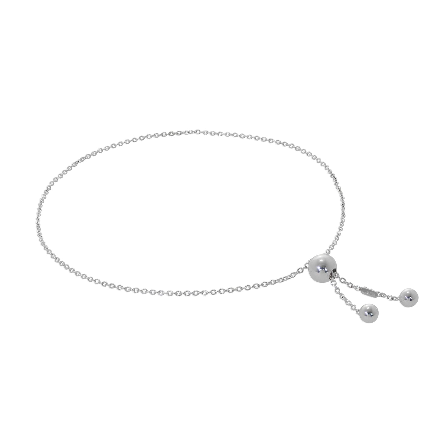 Bracelet réglable en argent sterling avec chaîne fine et fermoir à boule coulissant