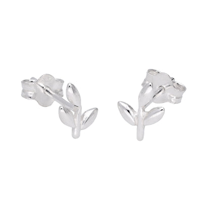 Boucles d'oreilles à tige en argent sterling en forme de feuille mignonne