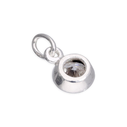 Breloque en argent sterling avec cristal CZ transparent de 5 mm