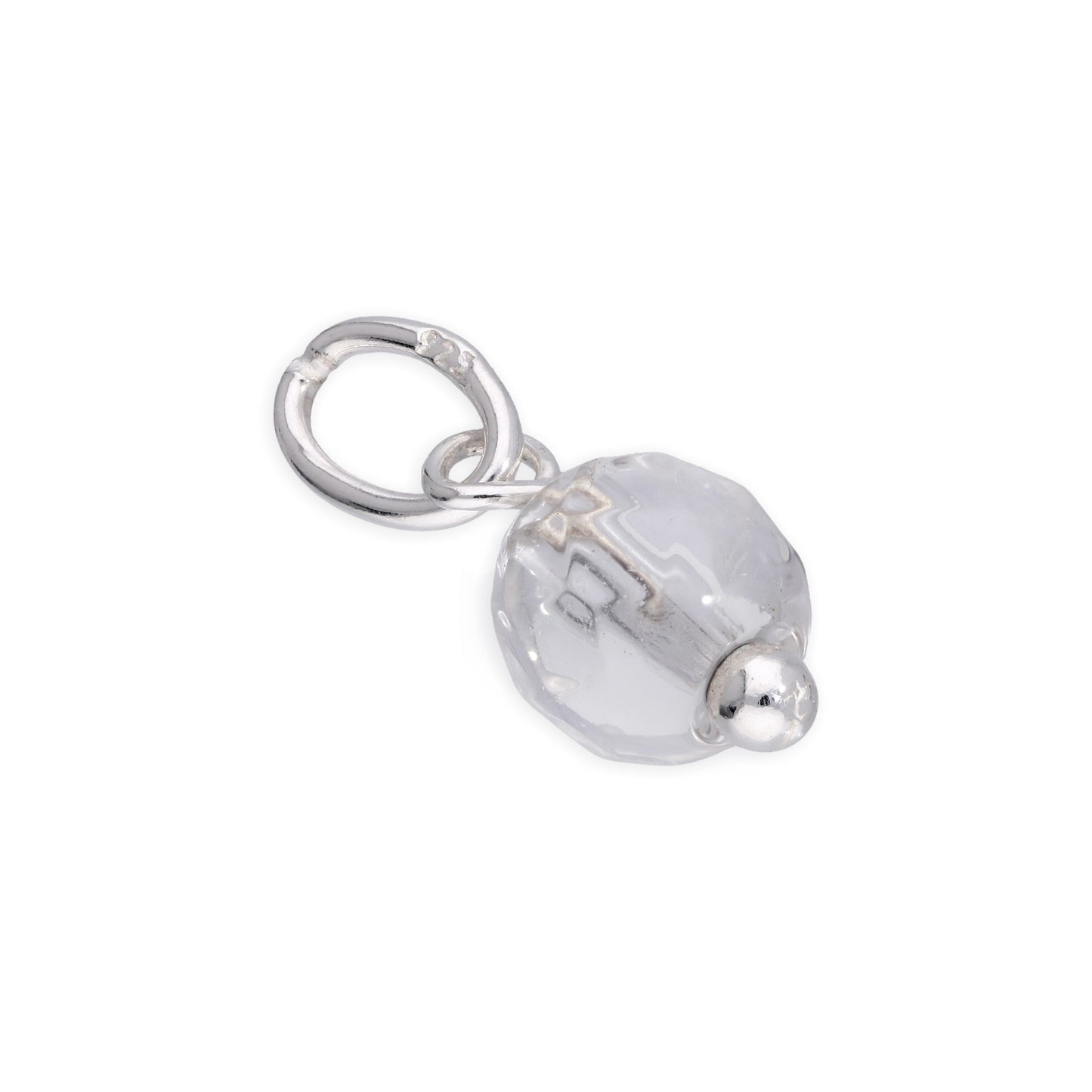 Breloque en argent sterling avec perle ronde en cristal transparent à facettes de 5 mm