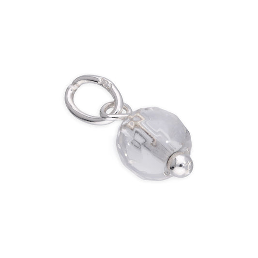 Breloque en argent sterling avec perle ronde en cristal transparent à facettes de 5 mm