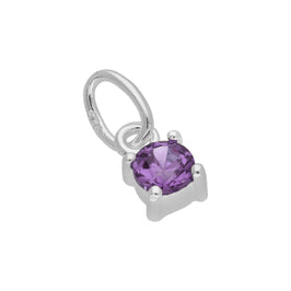 Breloque griffe en argent sterling avec améthyste et zircone cubique, pierre de naissance de février
