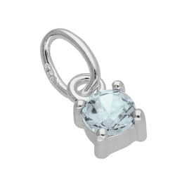 Breloque griffe en argent sterling avec aigue-marine et zircone cubique, pierre de naissance de mars