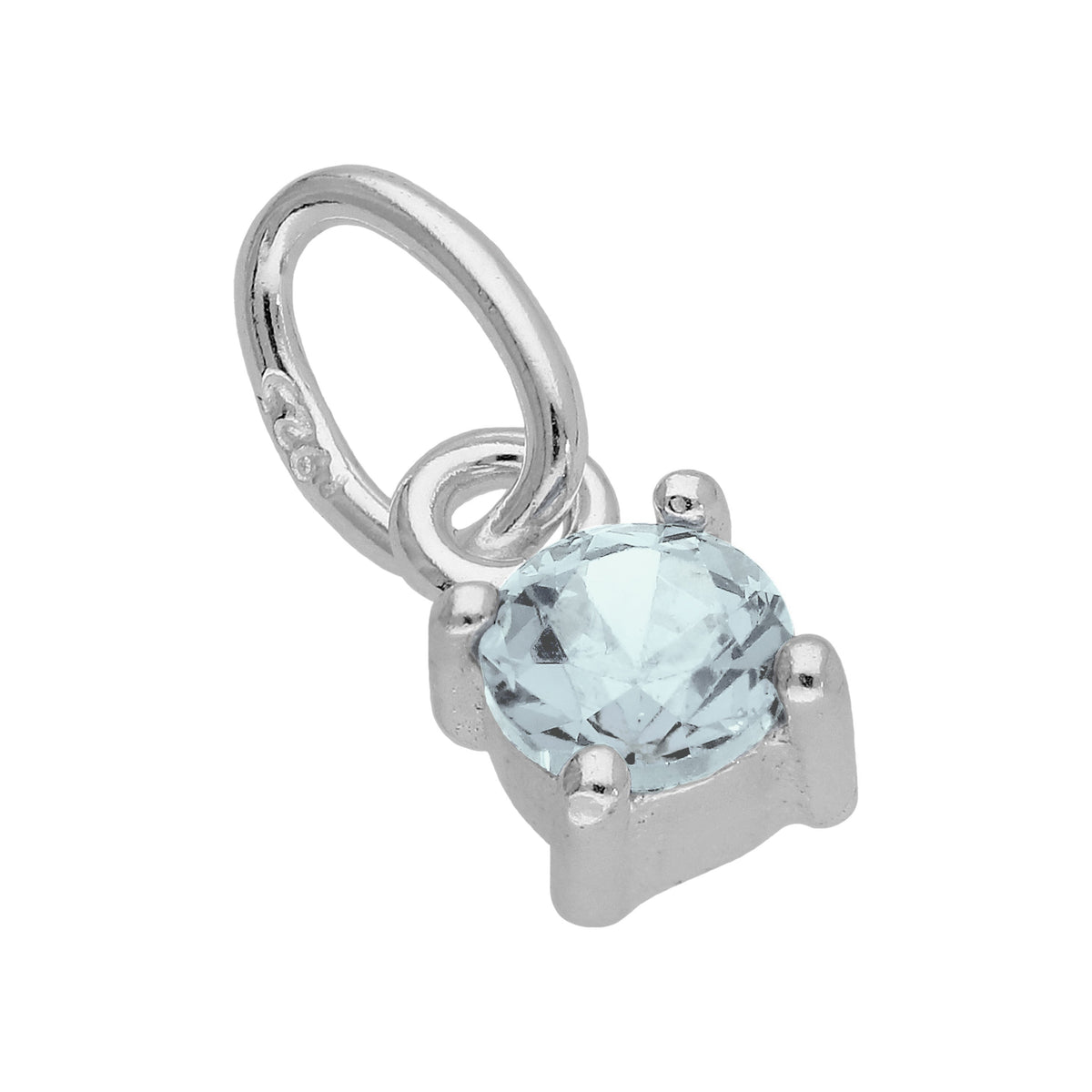 Breloque griffe en argent sterling avec aigue-marine et zircone cubique, pierre de naissance de mars