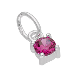 Breloque griffe en argent sterling avec rubis et zircone cubique, pierre de naissance de juillet