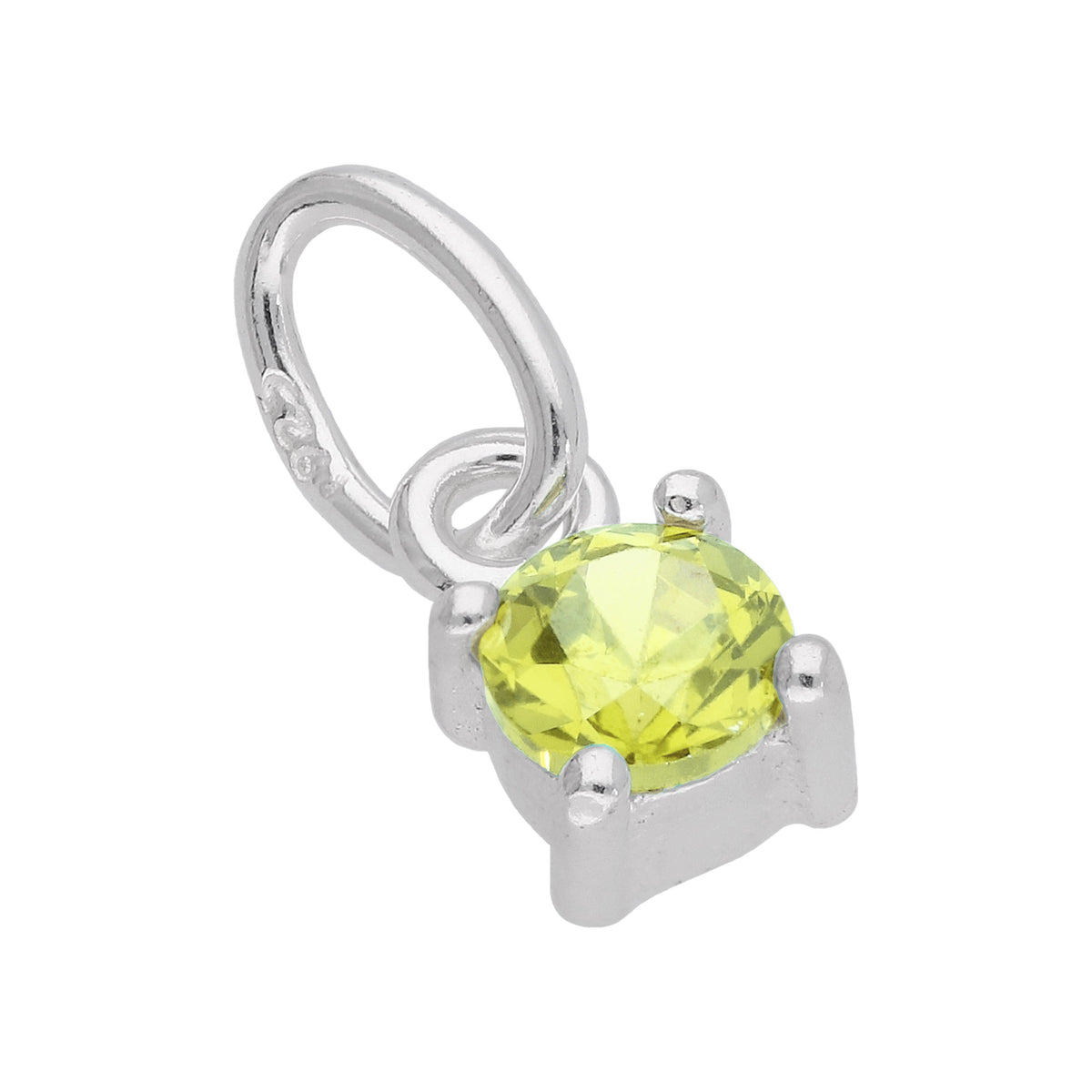 Breloque griffe en argent sterling avec péridot et zircone cubique, pierre de naissance d'août