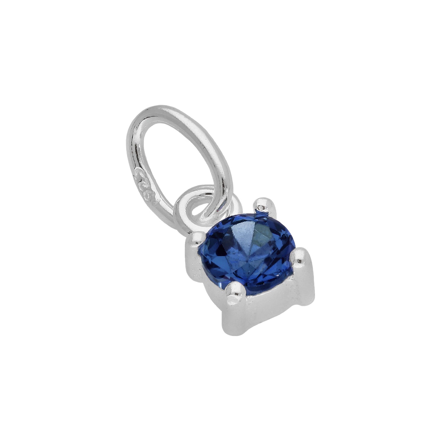 Breloque griffe en argent sterling avec saphir et zircone cubique, pierre de naissance de septembre