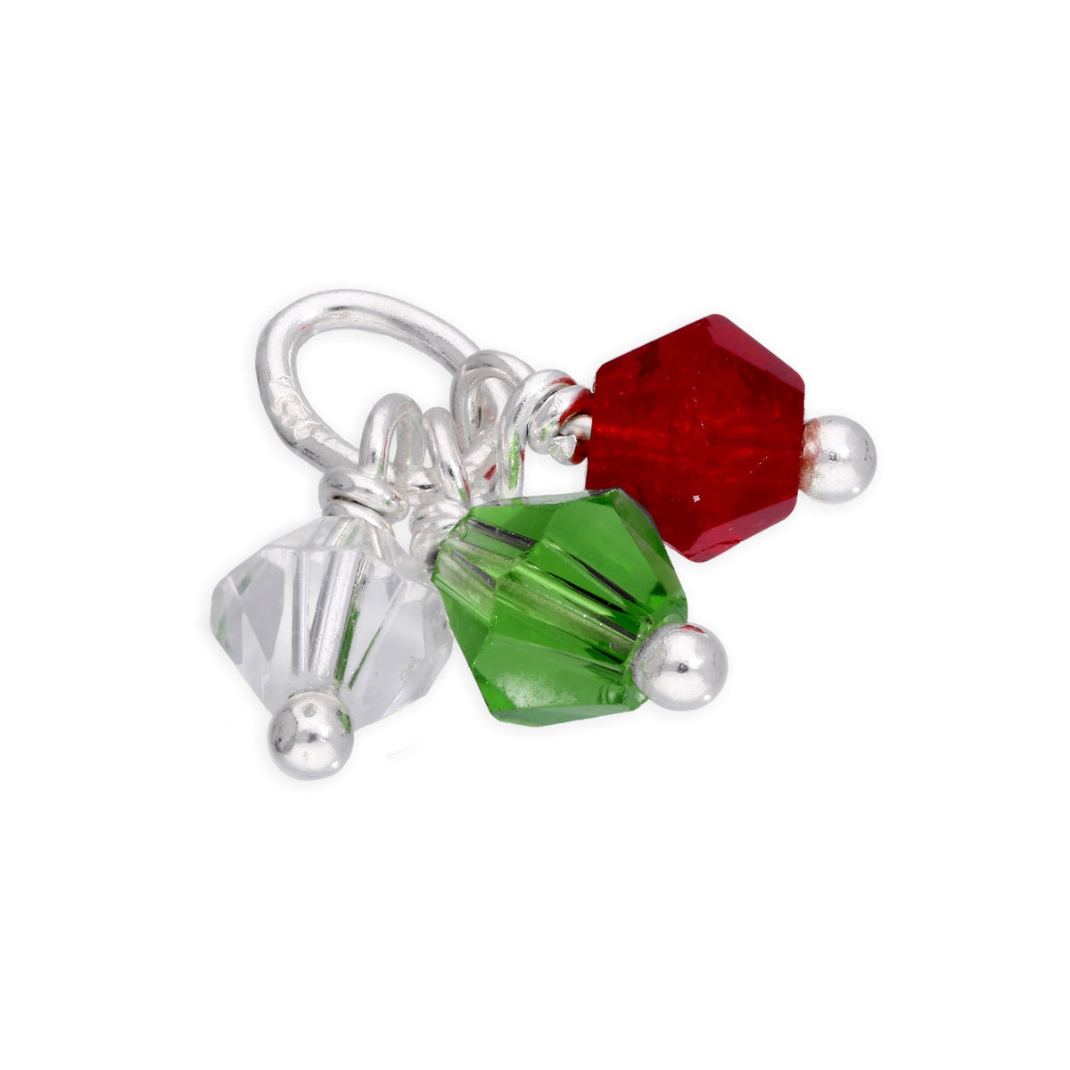 Breloque triple perle en argent sterling avec cristaux CZ multicolores